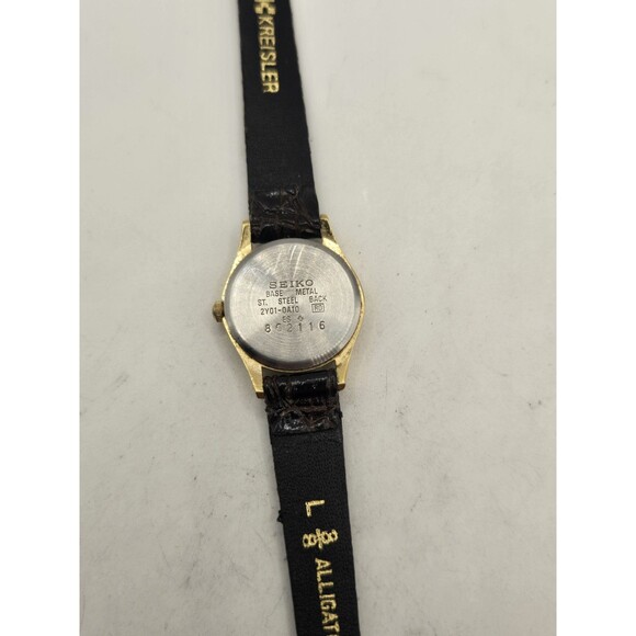Vintage Seiko Ladies\' 20mm Gold Tone Watch. New Real Alligator Leather + Battery main image 6